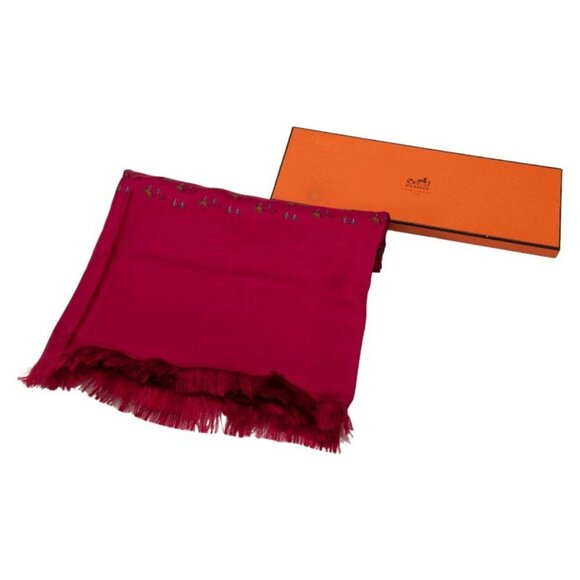 HERMES Red Silk Scarf - Picture 5 of 5